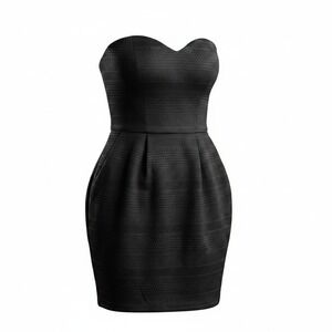 Tinley Strapless Cocktail Dress Black Textured Sweetheart Knit - Large‎